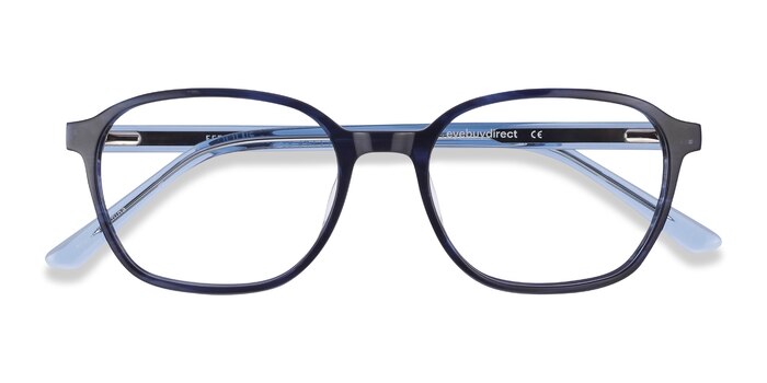 Efficient - Rectangle Blue Striped Frame Eyeglasses | EyeBuyDirect