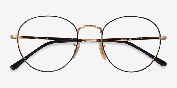 black and gold eyeglasses