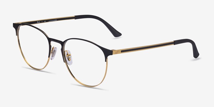 ray ban black and gold glasses