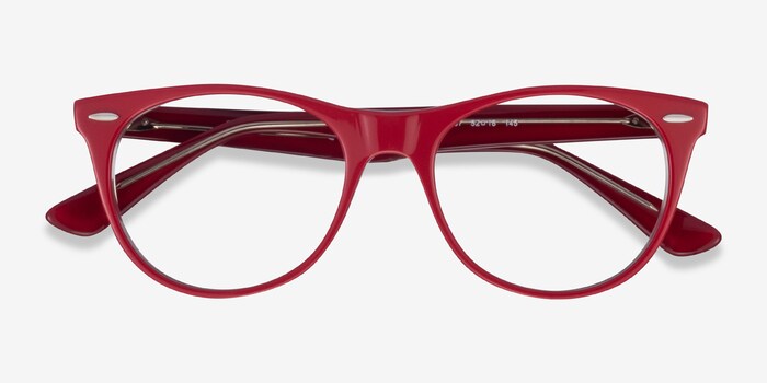 Ray Ban Rb2185v Cat Eye Red Transparent Frame Glasses For Women