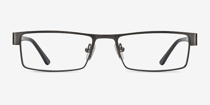 Bennett Gunmetal Men Metal Eyegles Eyedirect Bennett Gunmetal Metal Eyegl Frames From Eyedirect Front View