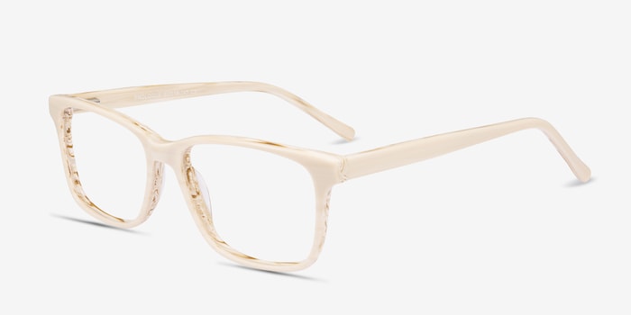 cream colored eyeglass frames