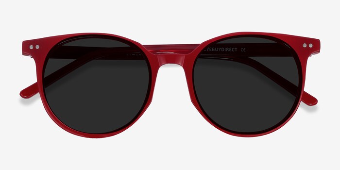 Hideout Round Red Frame Sunglasses For Women Eyebuydirect