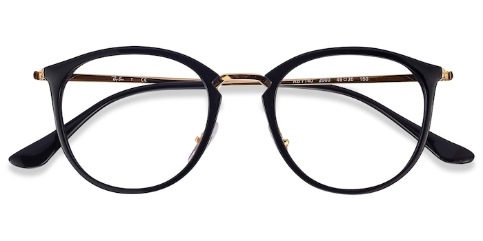 Ray-Ban RB7140 - Round Black Gold Frame 