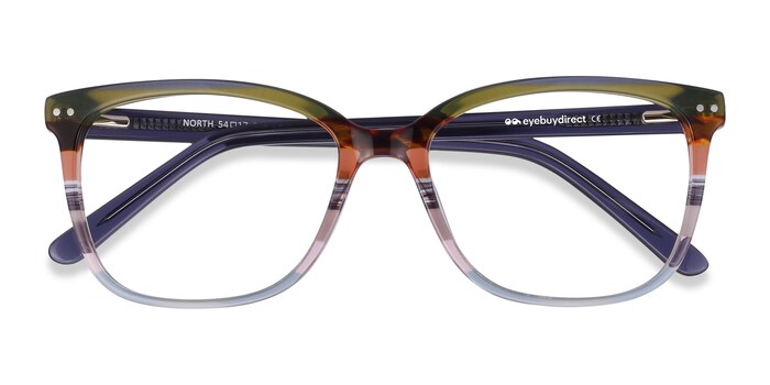 North Cat Eye Green Striped Frame Glasses For Women