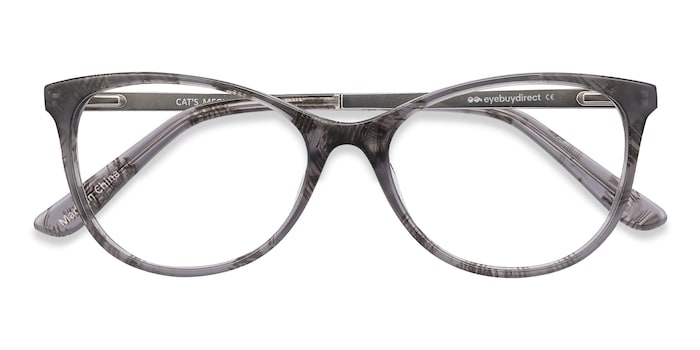 Cat S Meow Cat Eye Gray Floral Frame Glasses For Women