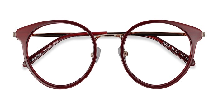 Jezzie Round Burgundy Gold Frame Glasses For Women Eyebuydirect