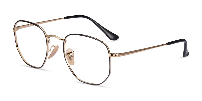 Ray-Ban RB6448 - Square Black Gold Frame Eyeglasses | EyeBuyDirect