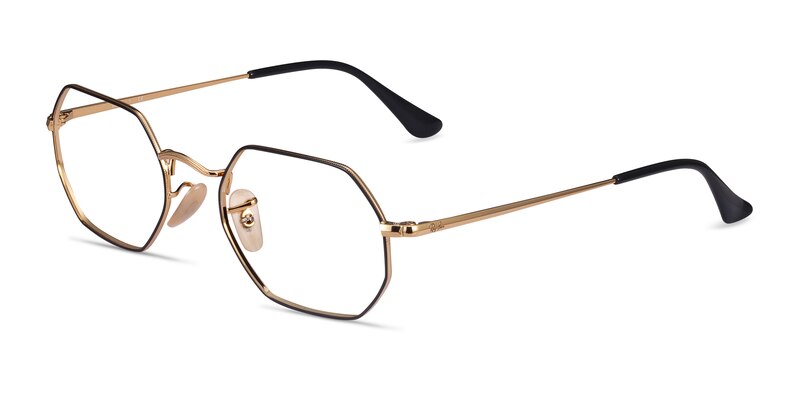 Ray-Ban RB6456 - Geometric Black Gold Frame Eyeglasses | EyeBuyDirect