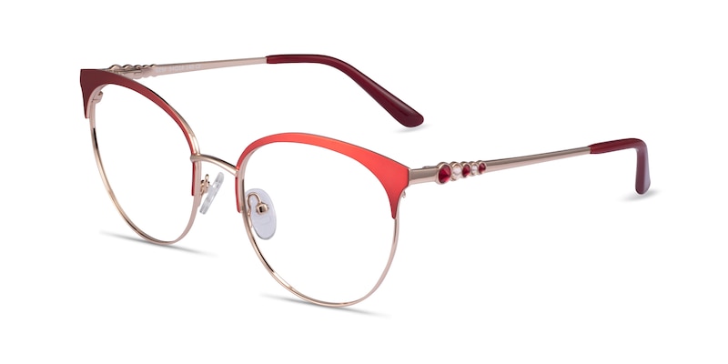 Gem - Cat Eye Red Gold Frame Glasses For Women | EyeBuyDirect
