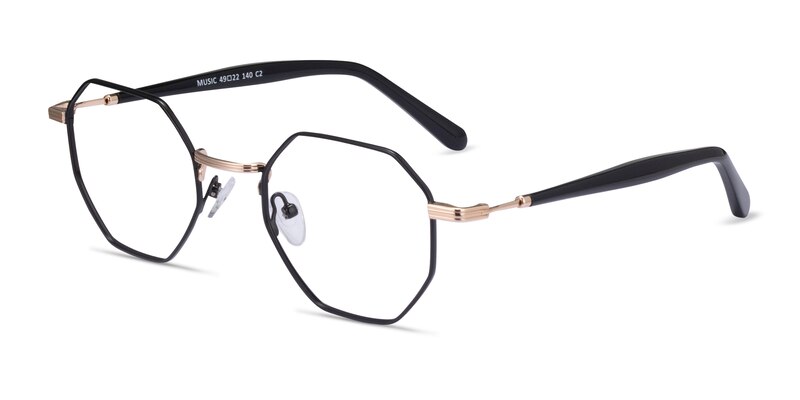 Music - Geometric Black Gold Frame Eyeglasses | EyeBuyDirect