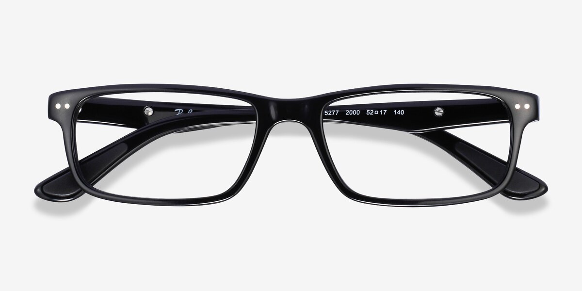 Ray-Ban RB5277 - Rectangle Black Frame Eyeglasses | EyeBuyDirect