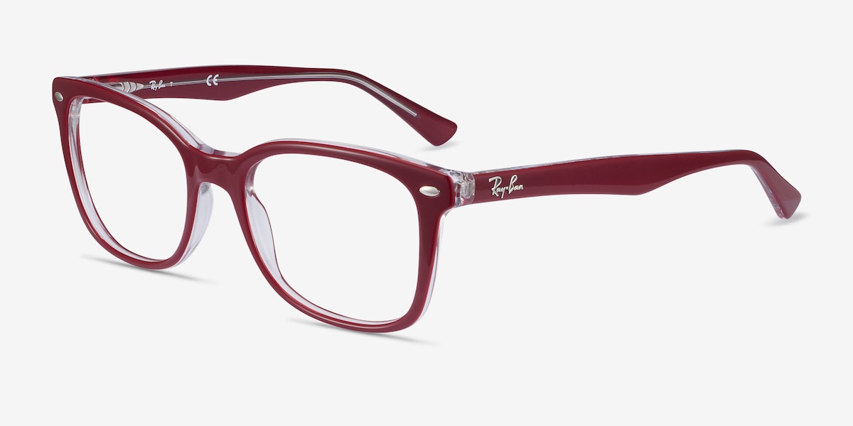 Ray-Ban RB5285 - Square Burgundy Frame Eyeglasses | EyeBuyDirect