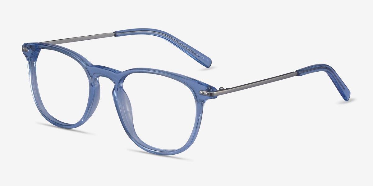 Villeneuve - Elegant Blue & Metal Eyeglasses | EyeBuyDirect