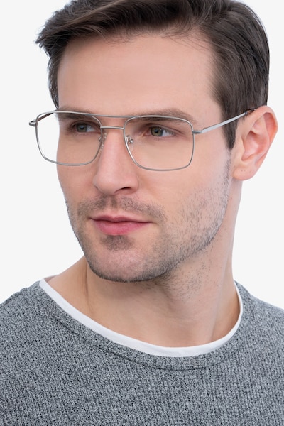 Daymo - Solidly-Built Silver Aviator Glasses | EyeBuyDirect