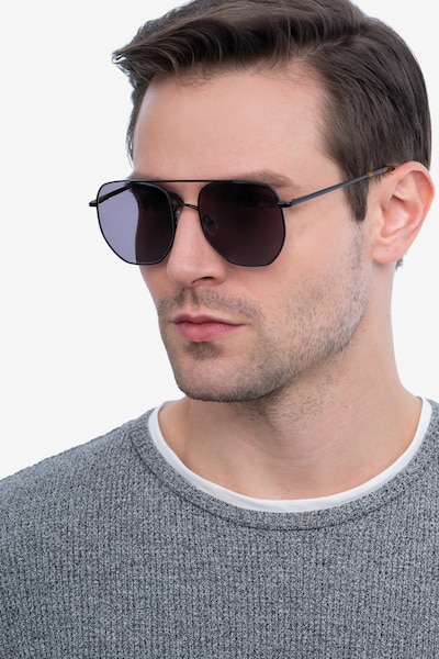Impossible - Aviator Black Frame Sunglasses For Men | EyeBuyDirect