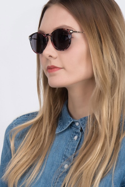 Monroe Pink/Floral Plastic Sunglass Frames for Women from EyeBuyDirect, Front View