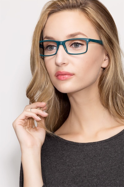 Mandi | Teal Premium Single Vision Eyeglasses | EyeBuyDirect