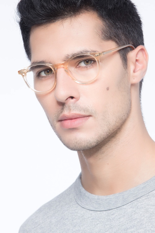 Round Clear Yellow Frame Eyeglasses 