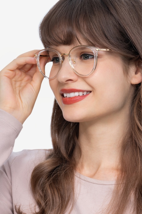 Hollie - Round Clear Frame Glasses For 