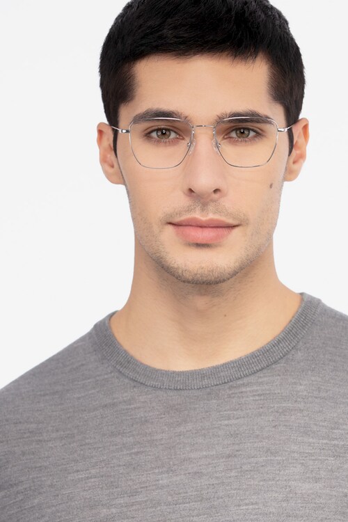 Future Rectangle Silver Frame Glasses Eyebuydirect